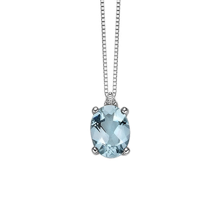 LUCE DI DONNAORO Collana pendente Acquamarina Ovale e Diamante in Oro 18kt