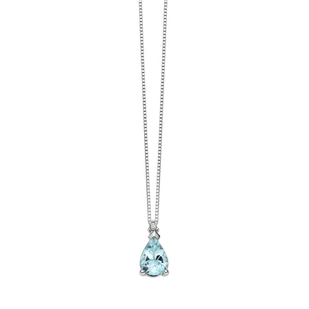 LUCE DI DONNAORO Collana pendente Acquamarina Goccia e Diamante in Oro18kt