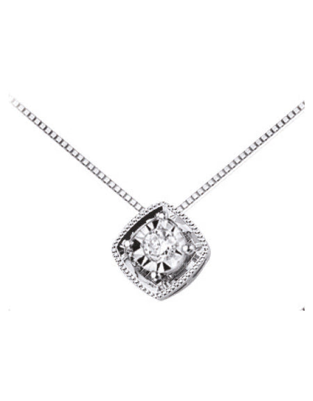 LUCE DI DONNAORO Collana Pendente Rombo con Diamante in Oro Bianco 18kt