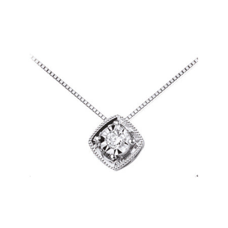 LUCE DI DONNAORO Collana Pendente Rombo con Diamante in Oro Bianco 18kt