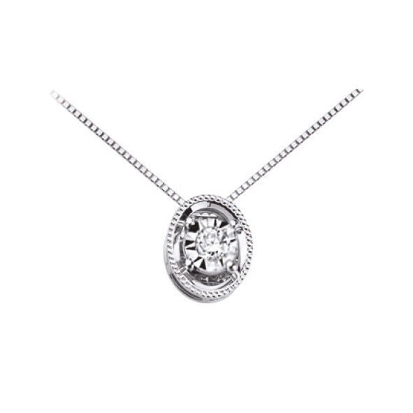 LUCE DI DONNAORO Collana Pendente Ovale con Diamante in Oro Bianco 18kt