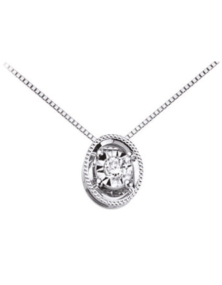 LUCE DI DONNAORO Collana Pendente Ovale con Diamante in Oro Bianco 18kt