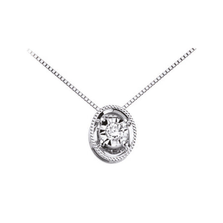 LUCE DI DONNAORO Collana Pendente Ovale con Diamante in Oro Bianco 18kt