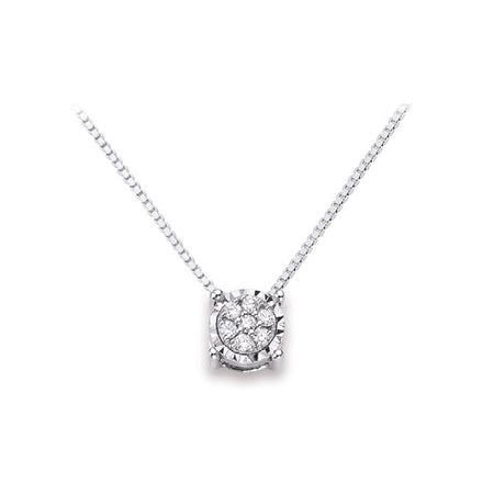 LUCE DI DONNAORO Collana Punto Luce tondo con Diamanti 0.06ct in Oro Bianco 18kt