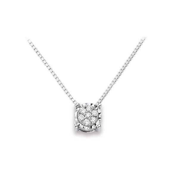 LUCE DI DONNAORO Collana Punto Luce tondo con Diamanti 0.07ct in Oro Bianco 18kt