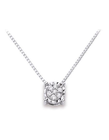 LUCE DI DONNAORO Collana Punto Luce tondo con Diamanti 0.07ct in Oro Bianco 18kt