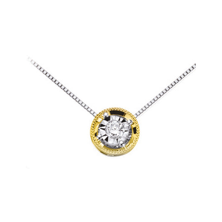 LUCE DI DONNAORO Collana Pendente Tondo Bicolore con Diamante in Oro 18kt