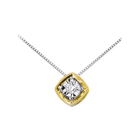 LUCE DI DONNAORO Collana Pendente Rombo Bicolore con Diamante in Oro 18kt