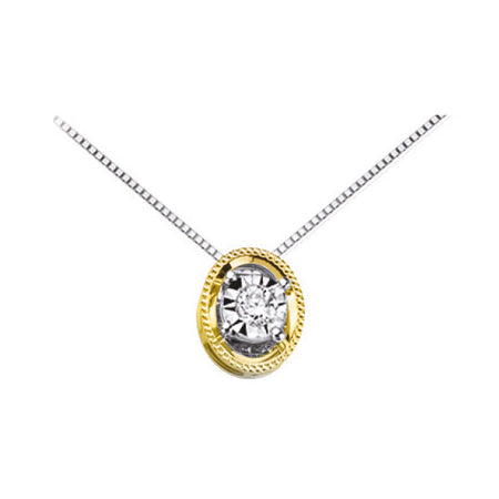 LUCE DI DONNAORO Collana Pendente Ovale Bicolore con Diamante in Oro 18kt