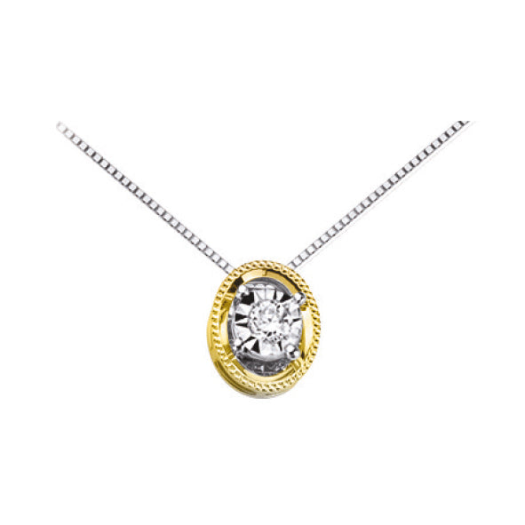 LUCE DI DONNAORO Collana Pendente Ovale Bicolore con Diamante in Oro 18kt