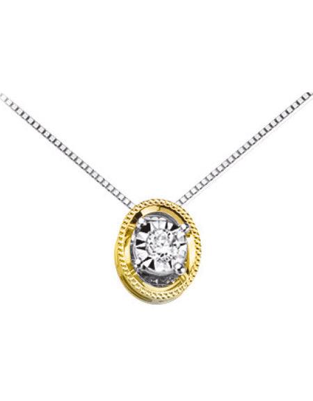 LUCE DI DONNAORO Collana Pendente Ovale Bicolore con Diamante in Oro 18kt