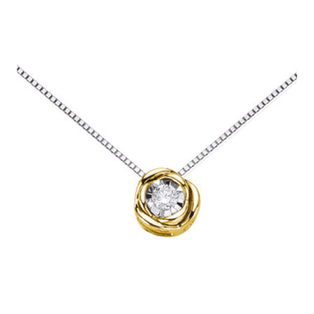 LUCE DI DONNAORO Collana Punto Luce Bocciolo 0.04 Bicolore in Oro 18kt