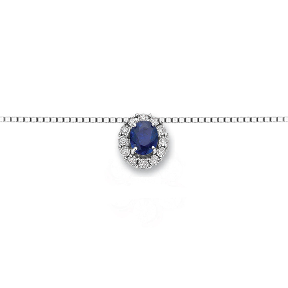 LUCE DI DONNAORO Collana Cestino piccolo Zaffiro e Diamanti in Oro 18kt