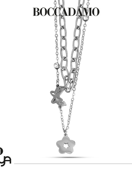 BOCCADAMO MYA Collana Doppio Filo Farfalla e Fiore