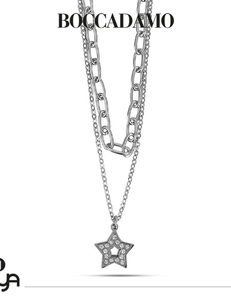 BOCCADAMO MYA Collana Doppio Filo con Stella Pendente e Strass