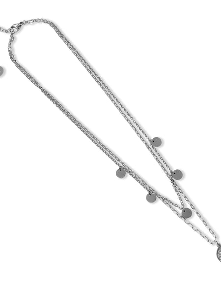 BOCCADAMO MYA Collana Doppio Filo Pendenti Circolari e Strass Bianchi