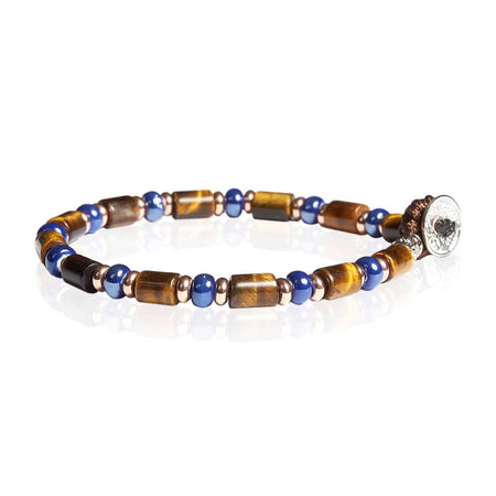 GERBA Bracciale Uomo Fashionable 12 Occhio di Tigre e Murrina Blu