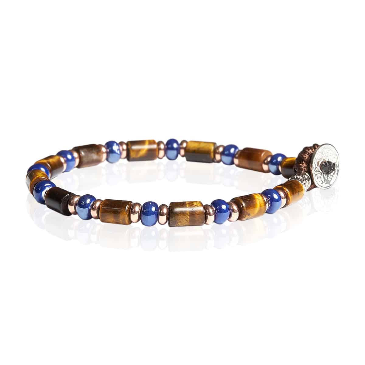 GERBA Bracciale Uomo Fashionable 12 Occhio di Tigre e Murrina Blu