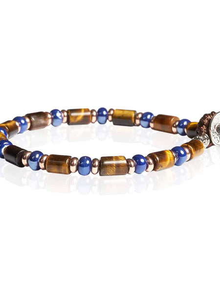 GERBA Bracciale Uomo Fashionable 12 Occhio di Tigre e Murrina Blu