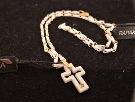 Girocollo Barakà Uomo Oro Rosa e Ceramica Bianca con Diamante limited edition