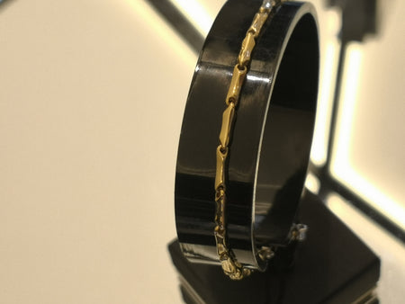 Bracciale Uomo BARAKÀ in Oro Giallo e Oro Bianco 18k con Diamante