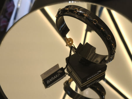 Bracciale Uomo BARAKÀ in Oro Rosa 18k e Ceramica Nera con Diamante Bianco