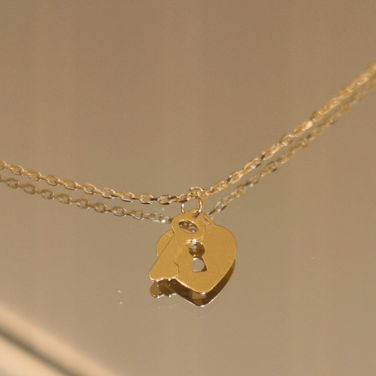 Collana Donna AMEN Oro 9kt Chiave del mio cuore, con Cuore e chiave