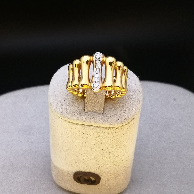 Anello Donna CHIMENTO BAMBOO OVER in Oro Giallo e Bianco 18k con Diamanti