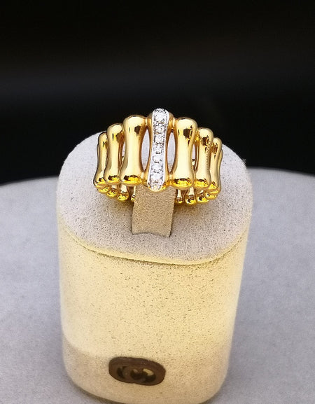 Anello Donna CHIMENTO BAMBOO OVER in Oro Giallo e Bianco 18kt con Diamanti