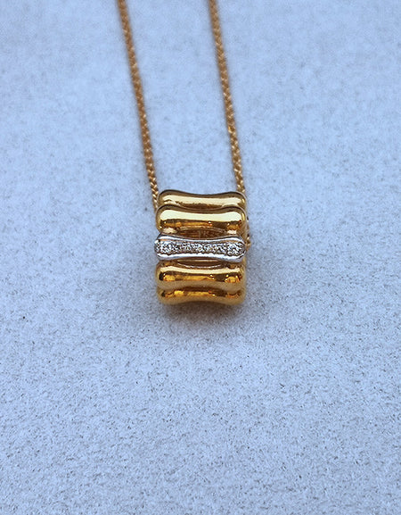 Girocollo CHIMENTO con Pendente Bamboo Over in Oro Giallo 18kt e Diamanti
