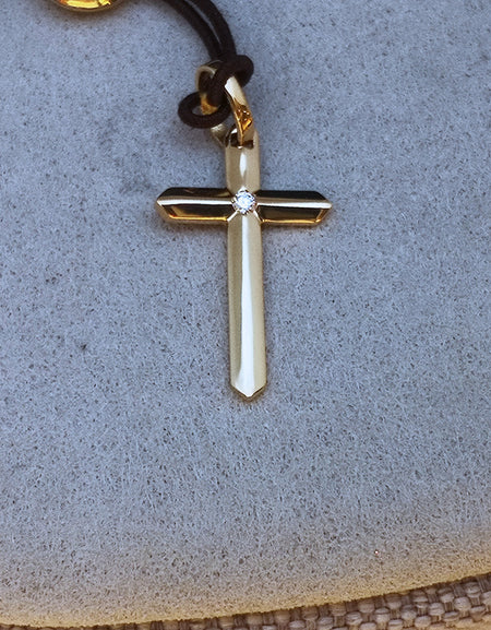 Pendente a Croce CHIMENTO IMMAGINI SACRE in Oro Giallo 18kt e Diamante