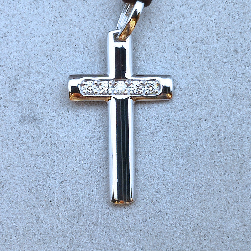 Pendente a Croce CHIMENTO IMMAGINI SACRE in Oro Bianco e Diamanti