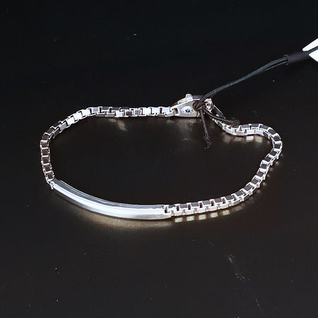 Bracciale CHIMENTO in Argento 925 con piastra squadrata con logo inciso sul lato e zaffiro Blu