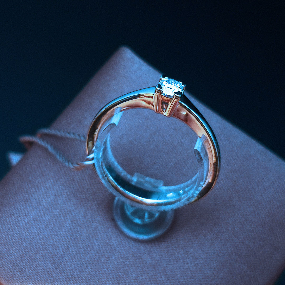 Anello Donna SALVINI Solitario Battito Oro Bianco e Rosa 18K