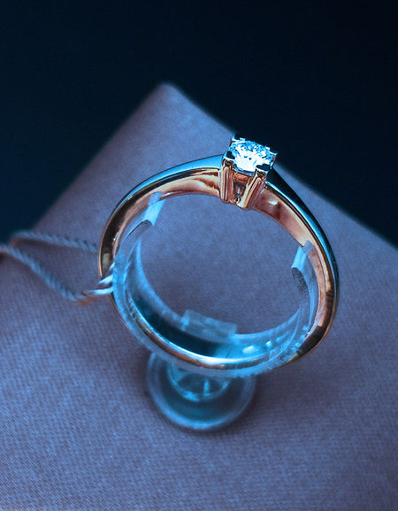 Anello Donna SALVINI Solitario Battito Oro Bianco e Rosa 18K