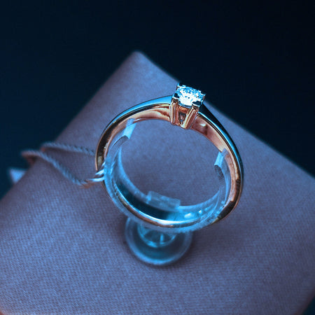 Anello Donna SALVINI Solitario Battito Oro Bianco e Rosa 18K