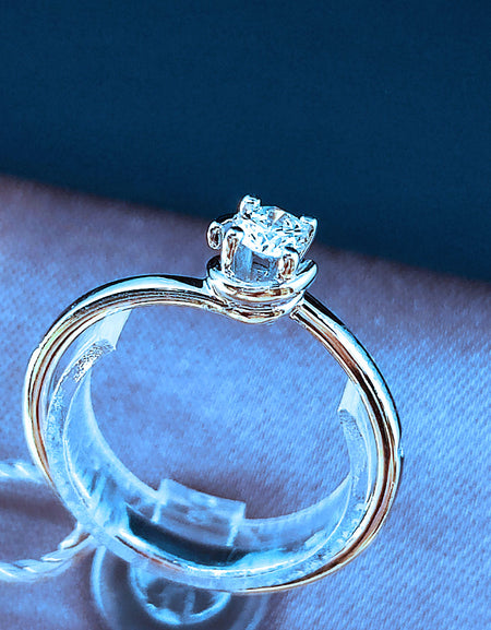 Anello Donna SALVINI Solitario Abbraccio in oro Bianco 18k