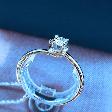 Anello Donna SALVINI Solitario Abbraccio in oro Bianco 18k