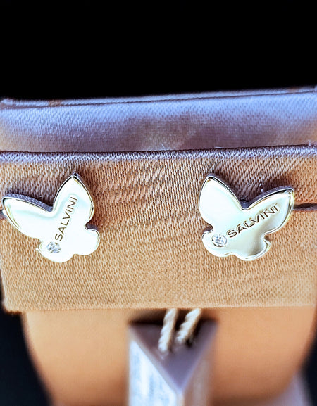 Orecchini Donna SALVINI coll: Minimal Pop Farfalla in Oro Bianco 9kt e Diamanti