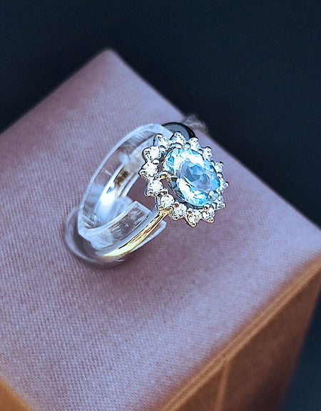 Anello Donna SALVINI CAPRI in Oro Bianco, Diamanti e Acquamarina