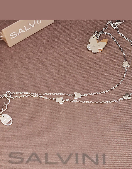 Bracciale Donna SALVINI Minimal POP Farfalle in Oro bianco e rosa 9kt con Diamante