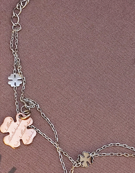 Bracciale Donna Salvini Minimal POP Quadrifoglio in Oro bianco e rosa 9kt con Diamante