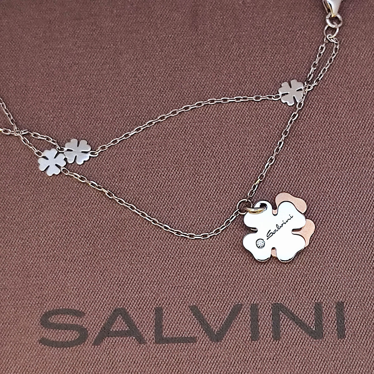 Bracciale donna Salvini Minimal POP in Oro bianco e rosa 9kt con Diamante