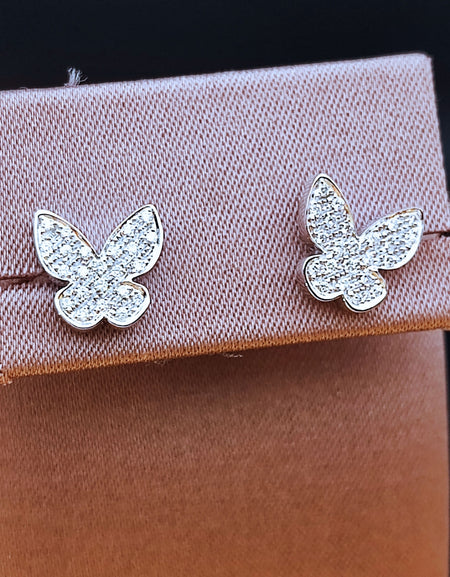 Orecchini Donna SALVINI I Segni Farfalla in Oro Bianco 18kt e Pavè di Diamanti