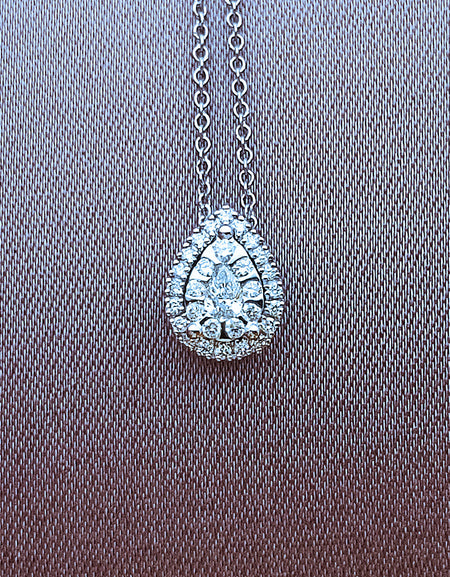 Collana Donna SALVINI Daphne Pendente Goccia in Oro Bianco 18kt e Diamanti 0.25ct