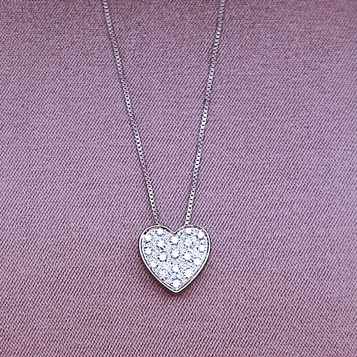 Collana Donna SALVINI I Segni pendente Cuore Medio in Oro Bianco 18k e Diamanti