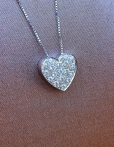 Collana Donna SALVINI I Segni pendente Cuore Medio in Oro Bianco 18k e Diamanti