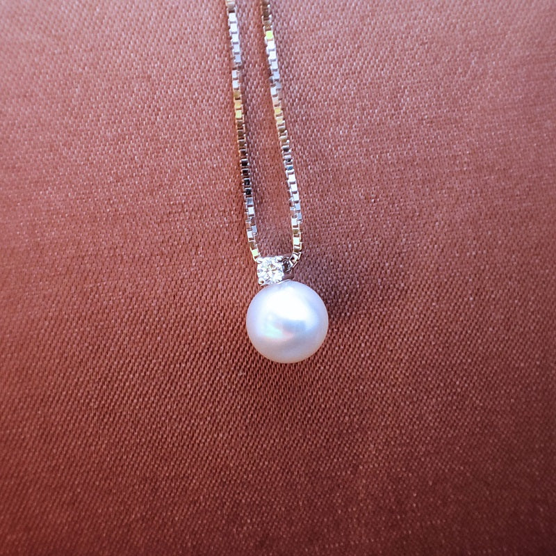 Collana donna SALVINI Perle in Oro bianco 18kt maglia Veneziana e Perla 7.5\7.75 mm
