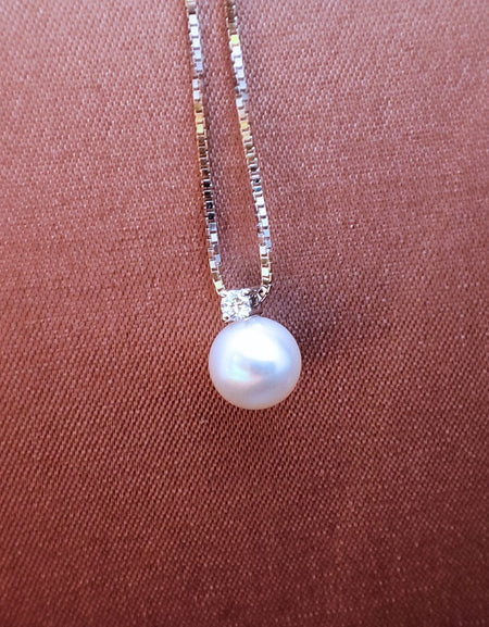 Collana donna SALVINI Perle in Oro bianco 18kt maglia Veneziana e Perla 7.5\7.75 mm