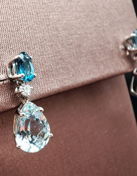 Orecchini donna SALVINI Panarea in Oro bianco Acquamarina Topazio London Diamanti